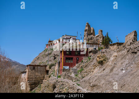 Jhong Gompa et Dzar fort ruiné dans Jhong, Mustang, Népal Banque D'Images