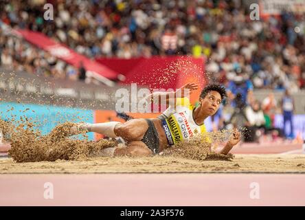 Doha, Katar. 06 Oct, 2019. Malaika MIHAMBO (Allemagne) l'action, la finale des femmes Saut en longueur, le 06.10.2019 2019 Championnats du monde à Doha/Qatar, à partir de la 27.09. - 10.10.2019. Utilisation dans le monde entier | Credit : dpa/Alamy Live News Banque D'Images