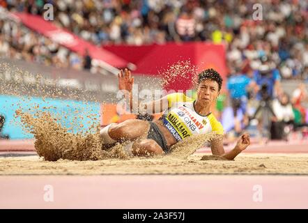 Doha, Katar. 06 Oct, 2019. Malaika MIHAMBO (Allemagne) l'action, la finale des femmes Saut en longueur, le 06.10.2019 2019 Championnats du monde à Doha/Qatar, à partir de la 27.09. - 10.10.2019. Utilisation dans le monde entier | Credit : dpa/Alamy Live News Banque D'Images