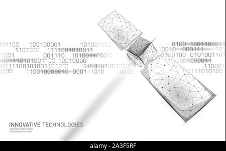 Satellite de défense de télécommunications dans l'espace. Récepteur orbital spoutnik transmetteur de données de sécurité militaire connexion Internet. Protection mondiale Illustration de Vecteur