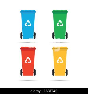 Série réaliste bacs de recyclage pour les déchets et ordures isolé sur fond blanc. Concept de gestion des déchets. illustration design plat en version Raster. V Illustration de Vecteur