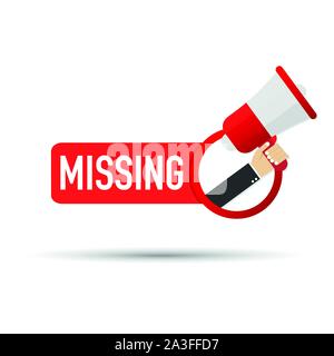 Missing label rouge sur fond blanc. Stock Vector illustration. Illustration de Vecteur