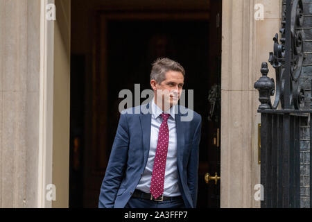 Octobre 2019 London UK 8e, Gavin Williamson MP PC Secrétaire de l'éducation quitte une réunion du Cabinet au 10 Downing Street, London Credit Ian Davidson/Alamy Live News Banque D'Images