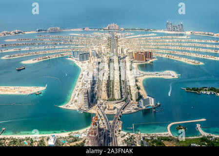 Vue aérienne de l'île Palm Jumeirah de Dubaï, Émirats Arabes Unis Banque D'Images