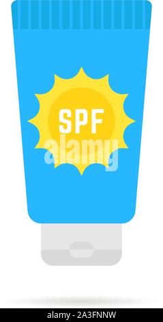 Tube d'écran solaire cosmétique avec facteur de protection solaire ou spf Illustration de Vecteur