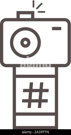 Fine ligne noire cadre photo avec l'appareil photo Illustration de Vecteur