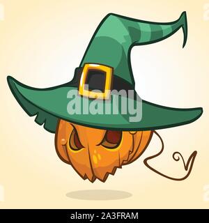 Cartoon Halloween épouvantail à tête de citrouille. Vector cartoon jack-o-lantern isolated on white Illustration de Vecteur