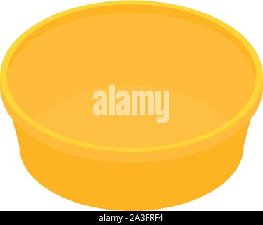 Bol en plastique jaune, icône style isométrique Illustration de Vecteur