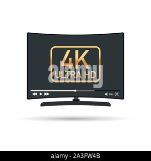 Une télévision écran plat avec l'ultra haute définition, 4k ultra hd format d'écran. Télévision avec lecteur en ligne. Stock Vector illustration. Illustration de Vecteur