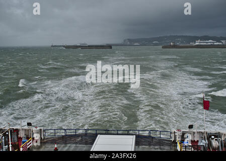 L'état de la mer vu de l'arrière du ferry près de Douvres. Septembre 2019 Banque D'Images