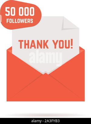 Nous vous remercions de 50000 abonnés texte en rouge lettre Illustration de Vecteur
