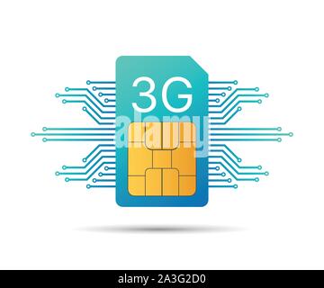 3G carte Sim. Symbole de la technologie de télécommunications mobiles. Vector illustration. Illustration de Vecteur