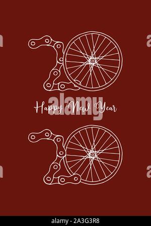 2020 Hand drawn Location Bonne Année vector illustration sur fond rouge Illustration de Vecteur