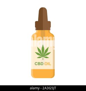 Flacon d'huile de la CDB avec le cannabis leaf isolated on white background vector illustration EPS10 Illustration de Vecteur