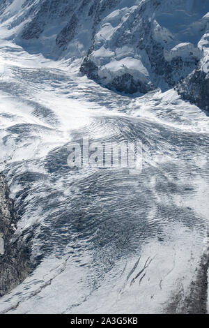 Glacier du Gorner ou Gornergletscher au Gornergrat montrant Monte Rossa massif, au-dessus de Zermatt en Suisse. Septembre 2019 Le glacier du Gorner (allemand : G Banque D'Images