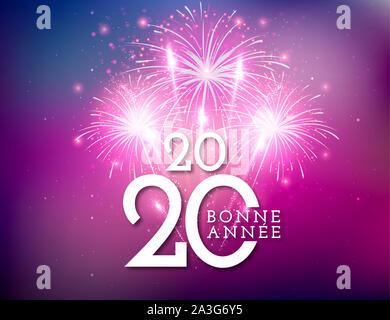 Nouvelle Année 2020 bonjour avec Fireworks Banque D'Images