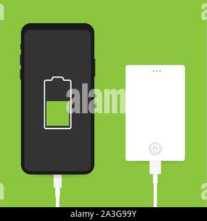 Télévision par câble USB Smartphone isométrique avec banque d'alimentation externe. Stock Vector illustration. Illustration de Vecteur
