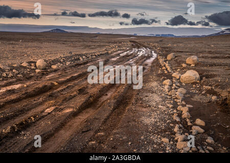 Blafellshals col de montagne, Kjalvegur Road, Central Highlands, Islande Banque D'Images