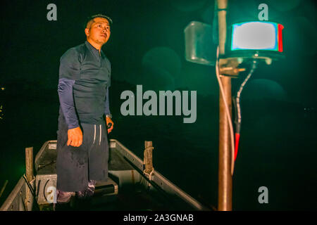 Takiya-ryo sur le lac de pêche au harpon Hanama, Hamamatsu, Japon Banque D'Images