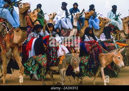 Le Niger, Sahara, Ingal, tribus touareg au cours de la cure de sel Banque D'Images