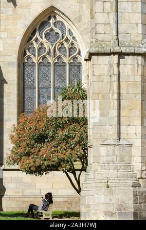 France, Cotes d'Armor, Dinan, Saint Malo 15e siècle dans l'église de style gothique flamboyant, la façade Banque D'Images