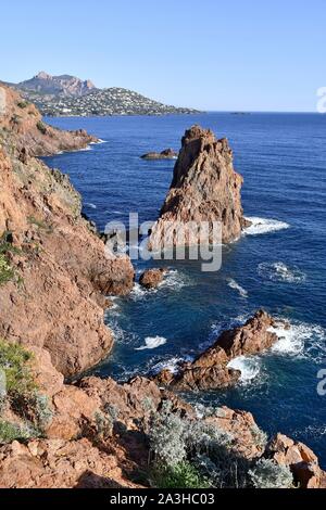 La France, Var, corniche et côte sauvage de l'Estérel Banque D'Images