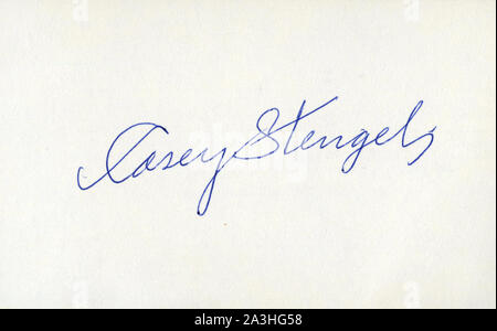 Manuscrit pf de Hall of Fame Yankees de New York et mets baseball manager Casey Stengel. Banque D'Images