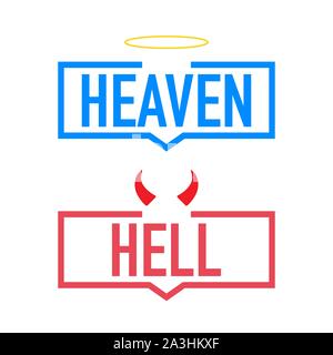 L'enfer ou paradis. L'ange et diable symbole. Bon et mauvais sur fond blanc. Stock Vector illustration. Illustration de Vecteur