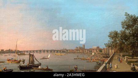 La Tamise depuis la terrasse de Somerset House à Westminster vers par Canaletto (Giovanni Antonio Canal - 1697-1768), huile sur toile, c.1750 Banque D'Images