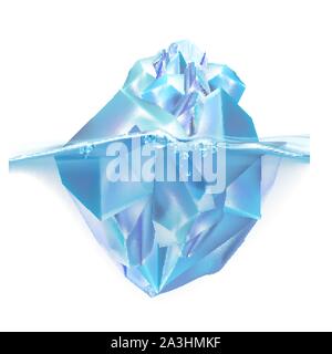 Glacier iceberg flottant sur les vagues d'eau de mer Vector Illustration de Vecteur