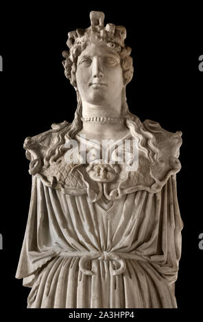 Athena Parthenos (détail) marbre de Paros (corps) et Pentelic marble (tête), copie romaine du 1er siècle après J.-2ème après le 5ème siècle avant J.-C. original par Phidias, Grec, Grèce, romaine, Banque D'Images