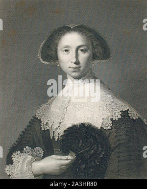 Lady with Fan, de Rembrandt, imprimé par Dora Raab, c. 1890s, The International Gallery of prints Published by George Barrie. Banque D'Images