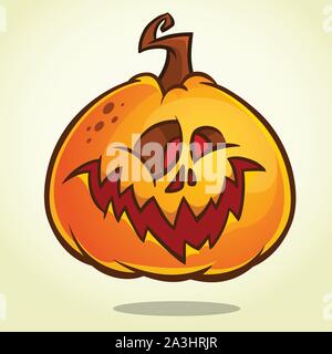 Caricature tête de citrouille avec une mauvaise expression sur son visage. Vector illustration isolé Halloween Illustration de Vecteur