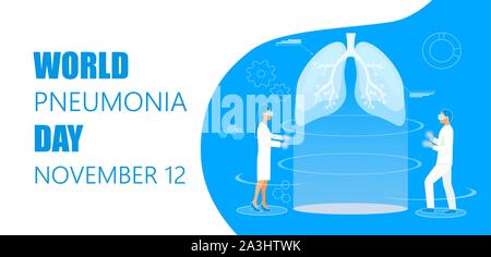 La Journée mondiale de la pneumonie concept de soins de santé au 12 novembre. Illustration de Vecteur