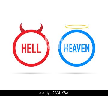 L'enfer ou paradis. L'ange et diable symbole. Bon et mauvais sur fond blanc. Stock Vector illustration. Illustration de Vecteur