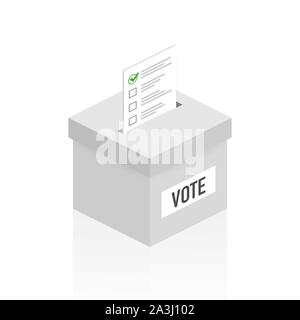 Concept de vote dans télévision style - part Placez du papier dans l'urne. Stock Vector illustration. Illustration de Vecteur
