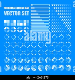 Cours barre de chargement. Ensemble d'indicateurs. Télécharger cours, modèle de conception de sites web, l'interface de téléchargement. Stock Vector illustration. Illustration de Vecteur