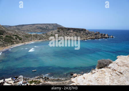 Panorama de Ghajn Tuffieha (Għajn Tuffieħa) Port, Golden Bay, Malte Banque D'Images