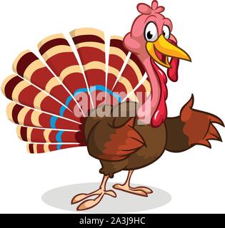 Cartoon dinde de Thanksgiving présenter isolé sur blanc. Vector Illustration de Vecteur