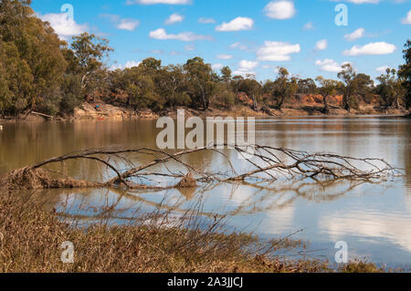 Murray River Bend, au nord-ouest de la frontière près de Victoria, Australie Banque D'Images