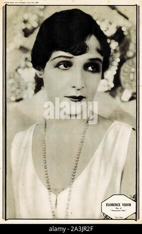 Portrait de l'actrice hollywoodienne, Florence Vidor, célèbre à l'époque de films muets. À partir de la page centrale Photo Show Art garanti vers 1928. Banque D'Images