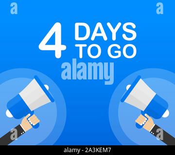 4 jours pour aller à icône sur fond bleu. Bannière pour les affaires, le marketing et la publicité. Stock Vector illustration. Illustration de Vecteur