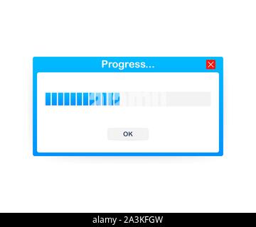 La fenêtre de données de chargement avec une barre de progression sur fond blanc. Stock Vector illustration Illustration de Vecteur