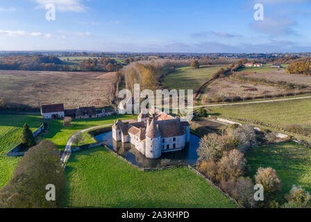 La France, Cher, Berry, Boulleret, château de Buranlure (vue aérienne) // France, cher (18), Berry, Boulleret, château de Buranlure (vue aérienne) Banque D'Images