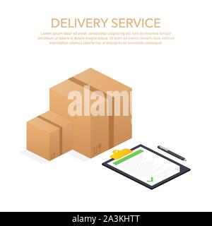 Site Web livraison bannière. Service de livraison avec l'application map background. Vector illustration style isométrique Illustration de Vecteur