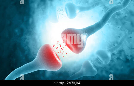 Les cellules neuronales de l'envoi des signaux chimiques électriques.3d illustration Banque D'Images