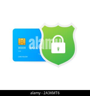 La transaction par carte de crédit sécurisé. Les concepts de protection de paiement, paiement sécurisé. Vector illustration. Illustration de Vecteur