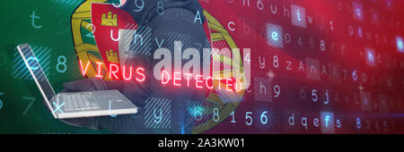 Composite image hacker using laptop Banque D'Images