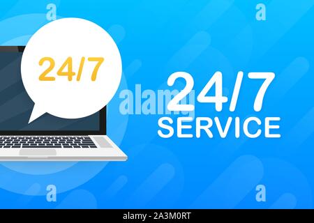 Services disponibles régulière icône. 24 illustration 7. Toute la semaine de travail web. Vector illustration. Illustration de Vecteur