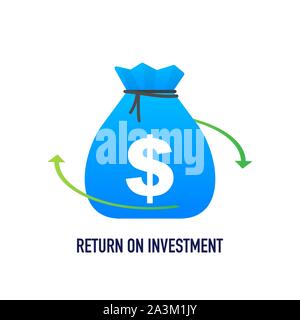Retour sur investissement concept vector illustration isométrique dans la conception. Arrière-plan de marketing d'entreprise RETOUR SUR INVESTISSEMENT Illustration de Vecteur